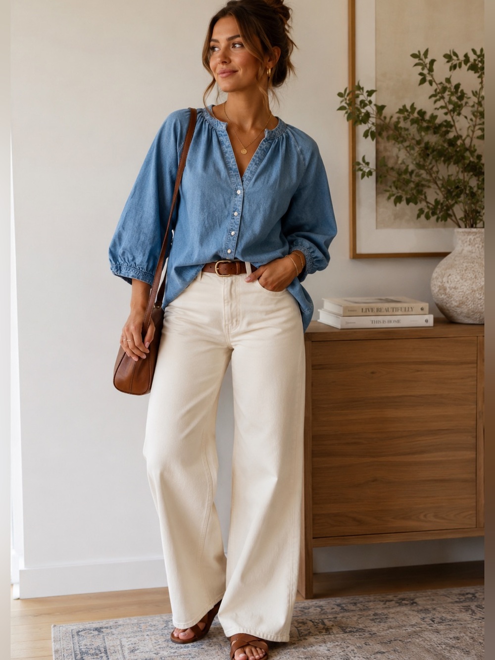 Levis cropped denim shirt